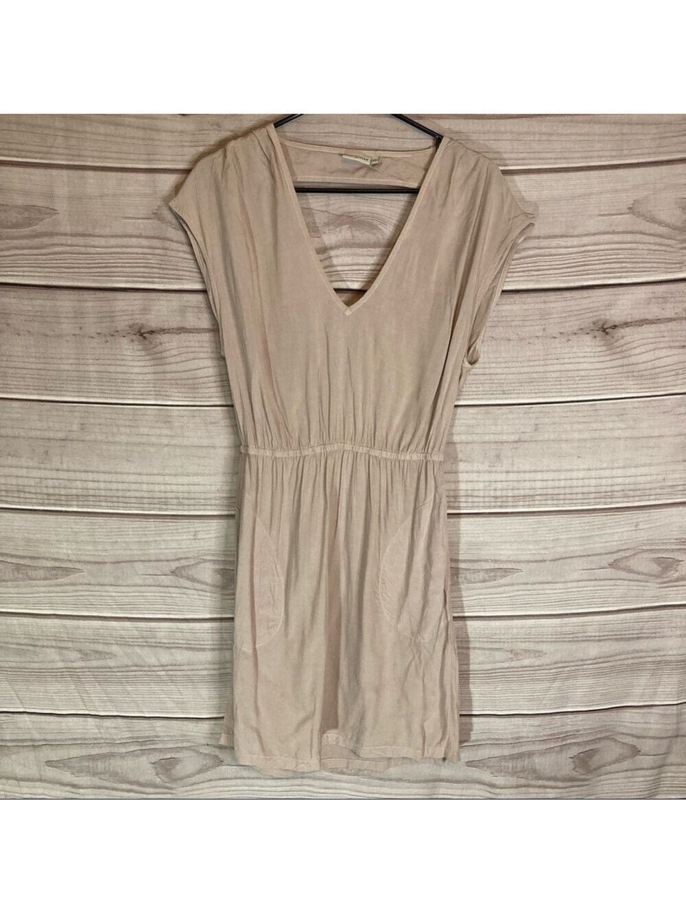 ANTHROPOLOGIE The Odells Beige Cut Out Triangle Mini Dress